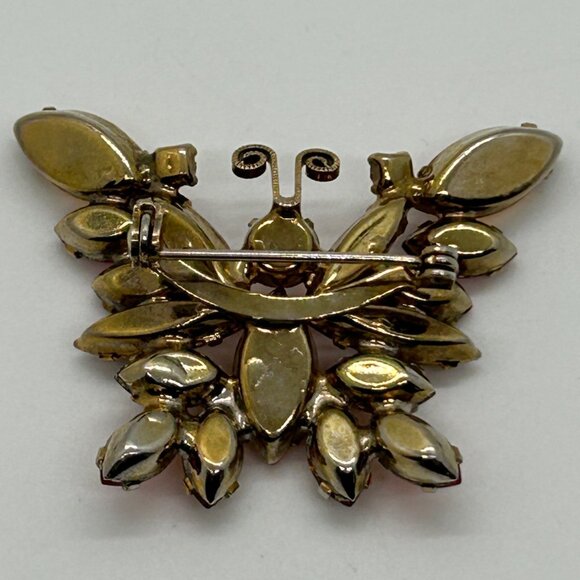 Vintage Juliana Butterfly Brooch Orange Amber Rhinestone DeLizza & Elster #1795 - Picture 9 of 16
